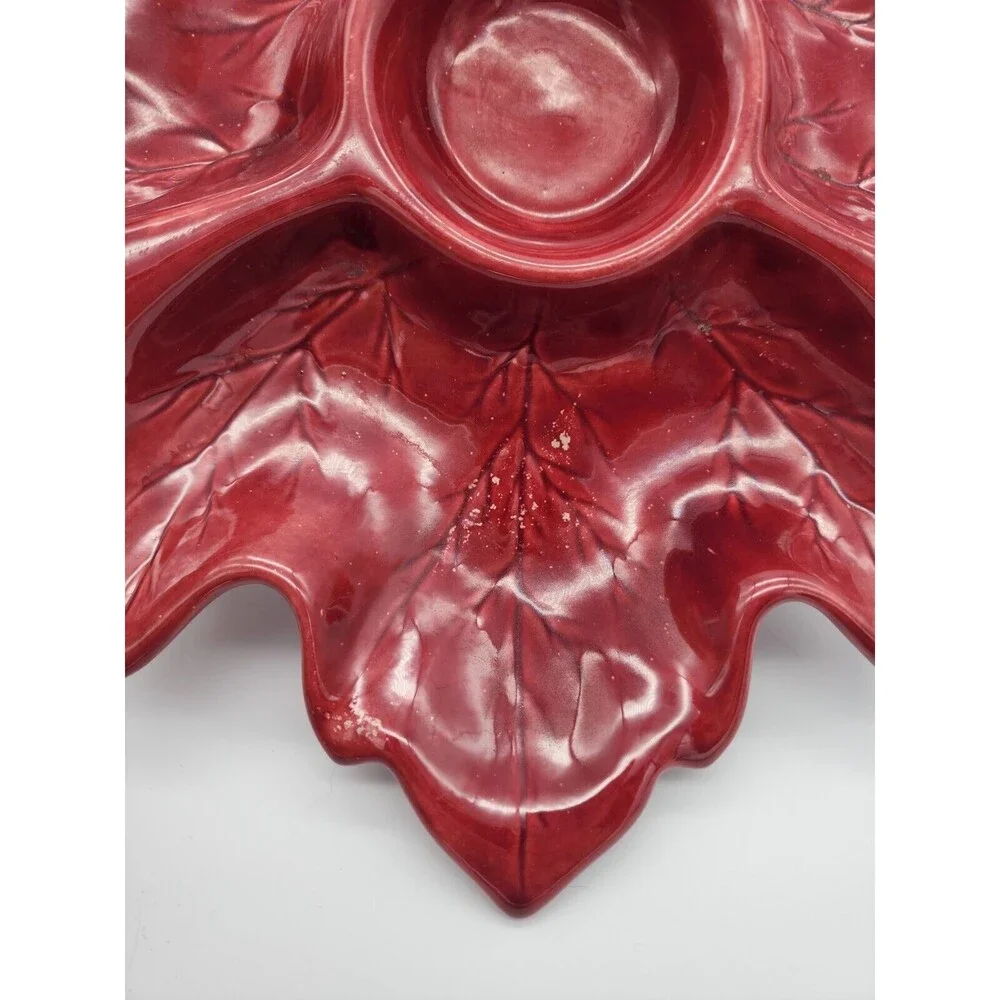 Holland Mold Leaf Relish Dish Fall Color Ceramic Serving Dish Autumn Leaves